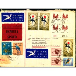 Luftpost Expres Brev fra Syd Afrika til Danmark - 13 - 5 - 69