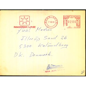 Luftpost Brev fra Hong Kong til Danmark  - 7 - 12 - 81