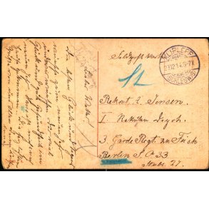 Feldpost - Klipleff 21 - 12 -14 - Berlin  - Billedside : Herzl1chen Glchwunsch