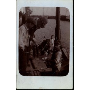  Hilsen fra �r�sk�bing -( Vil d� kjoba Torsk din Torska ? ) Fotokort 1909 - Brugt