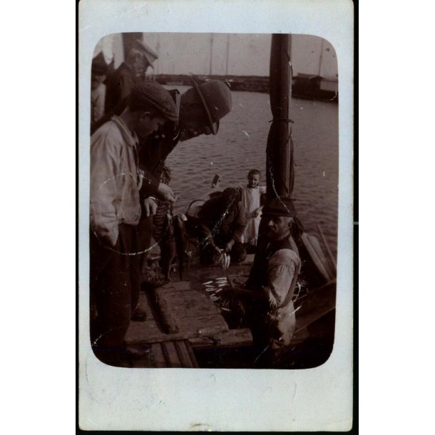  Hilsen fra �r�sk�bing -( Vil d� kjoba Torsk din Torska ? ) Fotokort 1909 - Brugt