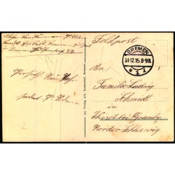 Feldpost - Bremen 31 - 12 -15 - Grammby - Nordschleswig  - Billedside : Bremen