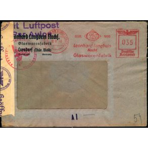  Luftpost  Censurbrev fra Tyskland  30 - 8 - 43 - Til Danmark