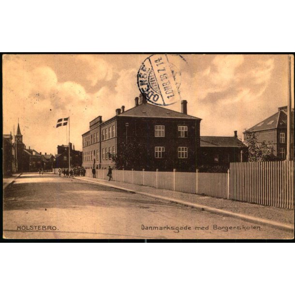 Holstebro - Danmarksgade med Borgerskolen - Stender 16911 - Brugt