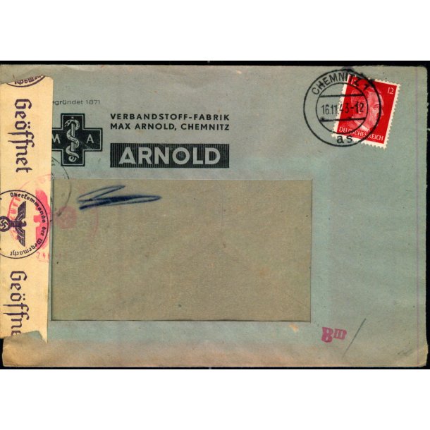 Censurbrev fra Tyskland  16 -11 - 43 - Til Danmark