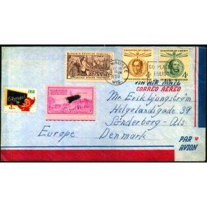 Luftpost Brev fra U.S.A. til Danmark  30 - 10 - 58