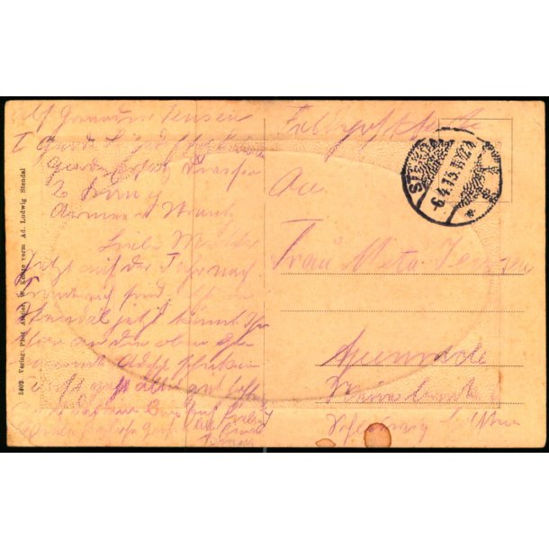 Feldpost - Stendal   6 -4 -15 - Til  Apenrade - Billedside : Stendal - Dom