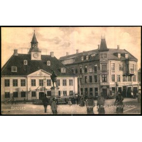 Randers - Raadhustorvet med Niels Ebbesens Statue - C. St. 730 - Ubrugt