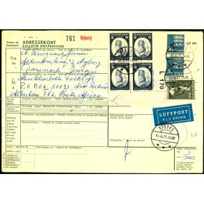 Luftpost - Internationalt Adressekort for luftpakke til Syd Afrika fra Danmark - 11 - 8 - 71