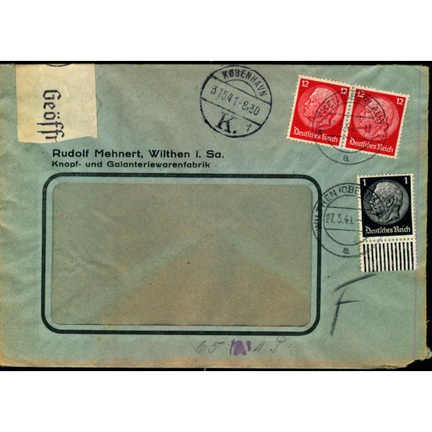 Censurbrev fra Tyskland  31 -5 - 41 - Til Kbenhavn