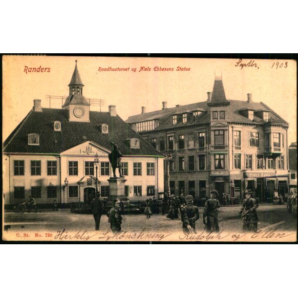 Randers - Raadhustorvet med Niels Ebbesens Statue - C. St. 730 - Brugt