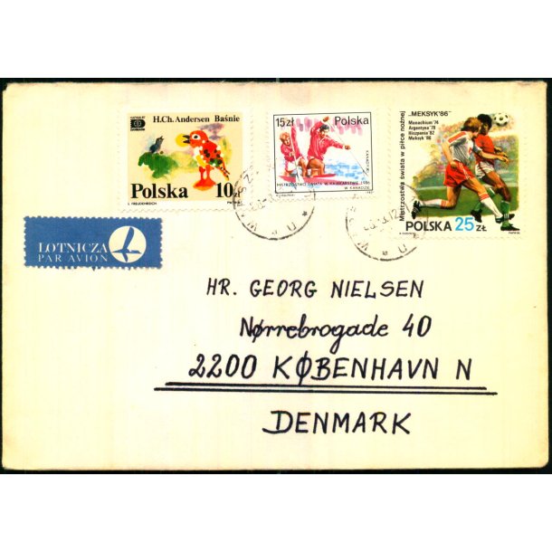 Luftpost Brev fra Polen til Danmark  - 28 - 3 - ?
