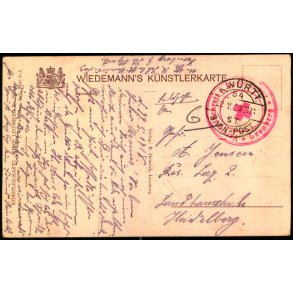 Feldpost - K.Wurstt.    2 -5 -18 - Til  Heidelberg - Billedside : Leonberg