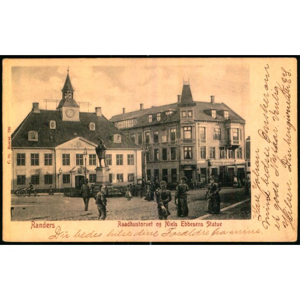 Randers - Raadhustorvet med Niels Ebbesens Statue - C. St. 730 - Brugt
