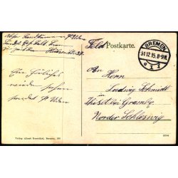 Feldpost - Bremen 31 - 12 -15 - Grammby - Nordschleswig  - Billedside : Bremen