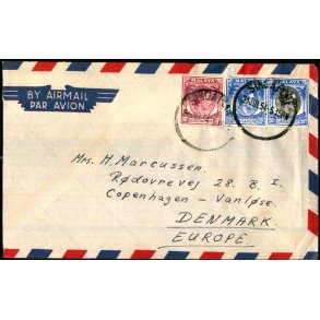 Luftpost Brev fra Malaya til Danmark  - 21 - 7 - 54