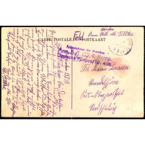 Feldpost - ??  1917 - Oberjersdal - Nordschleswig  - Billedside : Lille
