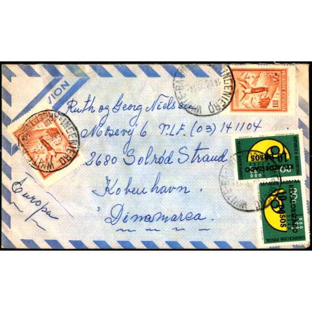 Luftpost Brev fra Argentina - 16 - 12 - 75