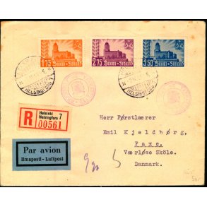 Rekomanderet Luftpost Censurbrev fra Finland   2 - 9 - 41 - Til Faxe
