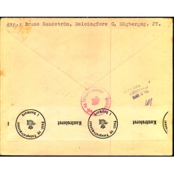 Rekomanderet Luftpost Censurbrev fra Finland   2 - 9 - 41 - Til Faxe