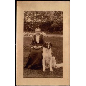 Fotokort Ukendt - Dame og Hund - Ubrugt