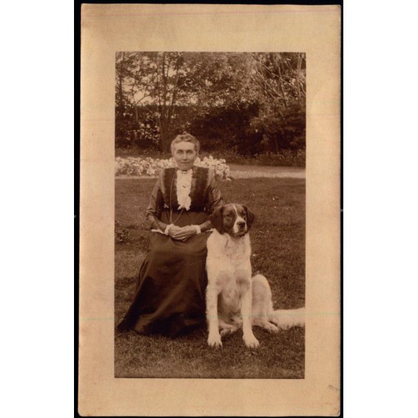 Fotokort Ukendt - Dame og Hund - Ubrugt