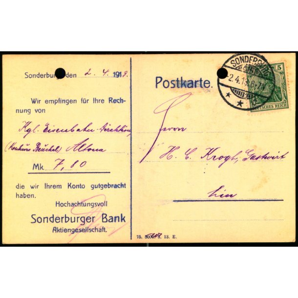 Sonderburger Bank -  Helsagskort u/n - Brugt