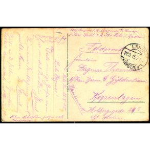 Feldpost - Lahr  22 -8 - 15  - Til Kbenhavn - Holbergsgade - Billedside : Lahr.