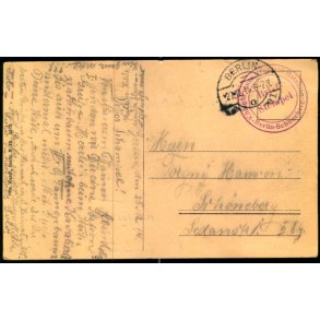 Feldpost - Berlin  27 - 12 -14 - Til Schneberg  - Billedside : Berlin W.