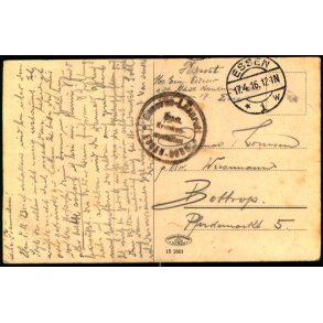 Feldpost - Essen 17 - 4 -16 - Til Bottrup  - Billedside : Essen-West