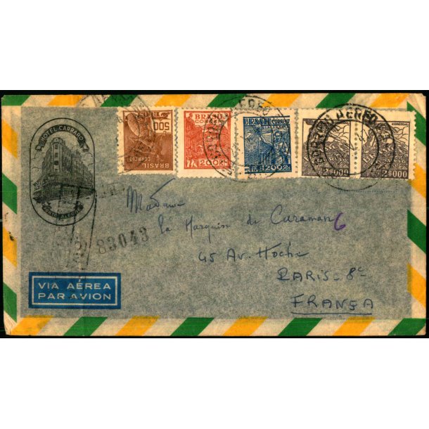 Luftpost Brev fra Brasilien til Frankrig  - 21 - 5 - 47