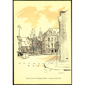 Parti fra Torvet i Nyk�bing Falster - tegnet af Erik Borck - u/n - Ubrugt