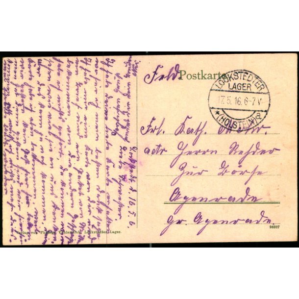Feldpost - Lookstedter Lager   15 -5 -16 - Til  ? ?  - Billedside :  Truppen-bungsplats Lockstedt.