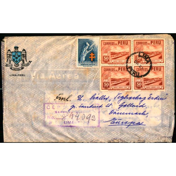 Luftpost Brev fra Peru med indhold - 23 - 12 - 50