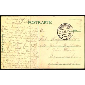 Feldpost - Rensburg   22 -5 -16 - Til  ? ?  - Billedside :  Rendsburg