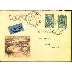 Luftpost Brev fra Finland til Sverige - 24 - 7 - 52 - OL.