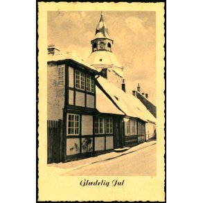 Adelgade m. Klokketaarnet - Faaborg - Gl�delig Jul - Odense Papir 80947 - Brugt