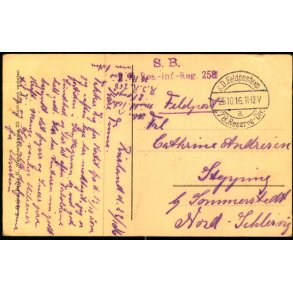 Feldpost - K.D. Feldpostexp.   25 -10 -16 - Til  Sommerstedt - Billedside : Tegning