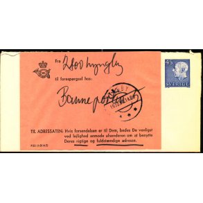 Brev Sverige til Lyngby 19 - 12 - 68  - Returpostkontoret til Foresprgsel / Ubekendteftr Adressen. 