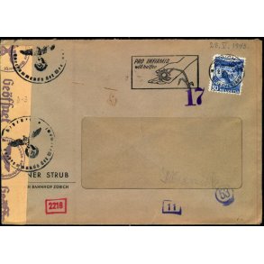 Censurbrev fra Schweiz  28 - 5 - 43 - Til Danmark