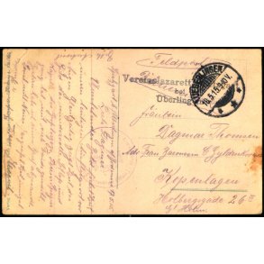 Feldpost - Ueberlinger 18 -5  - 15  - Til Kbenhavn  - Billedside : Insel Mainau