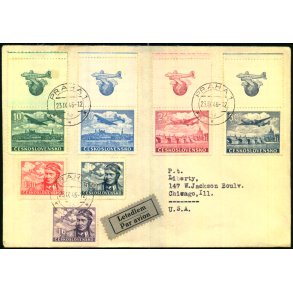 Luftpost Brev fra Tjekoslovakiet til U.S.A. 23 - 9 - 46