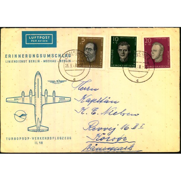 Luftpost Brev fra D.D.R til Danmark 26 - 3 - 69