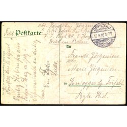 Feldpost - Oppenau   17 -4 -16 - Til  Kiel - Billedside : Schwarzwald