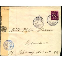 Censurbrev fra Finland  8 -3 - 41 - Til Kbenhavn