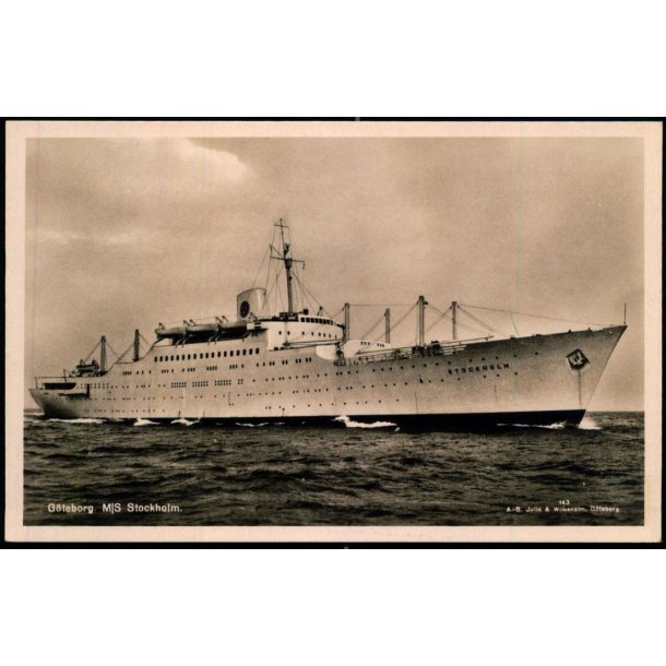 G&ouml;teborg - M/S STOKHOLM - Fotokort  J&W 143 - Ubrugt