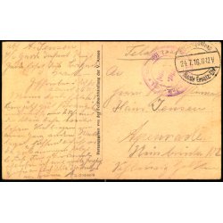 Feldpost - K.D. Feldpostxped.   27 -7 -16 - Til  Apenrade - Billedside : Montmdy