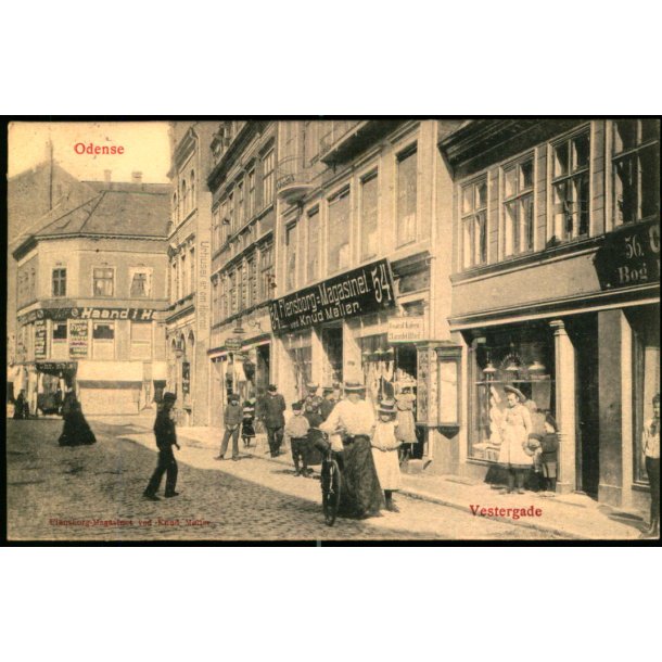 Odense - Vestergade - Postkortbutik Flensborg Margasinet v. Knud M�ller - Flensborg Margasinet K.M. 