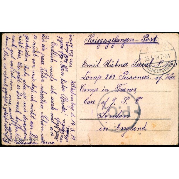 Krigsgefangen - Post - Feldpost -  Wilhelmberg 15 - 3 - 19 - Brugt