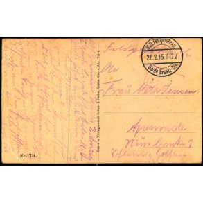 Feldpost - K.D. Feldpostxped.   27 -2 -15 - Til  Apenrade - Billedside : Estan an der orne.